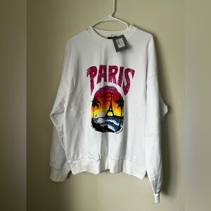 Balenciaga Paris Crewneck Sweater-oversized-runs big.  Heavy fabric.